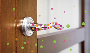 ドアノブへの微粒子イオン効果